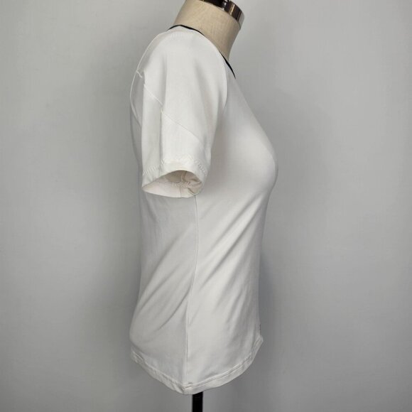 Adidas X Stella McCartney Barricade Tennis Tee Shirt M White Navy Colorblock - Picture 4 of 10